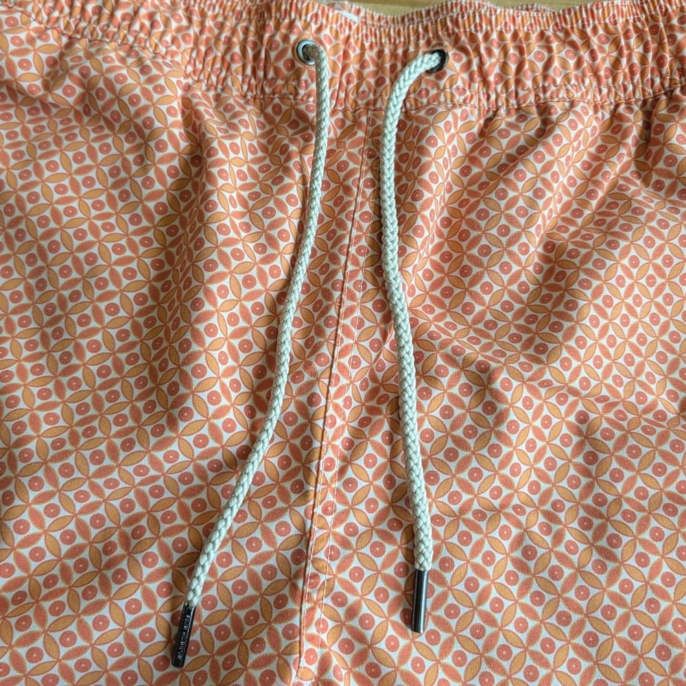 Fair Harbor Men's Bayberry Orange Geometric Swim Trunks XL Board Shorts